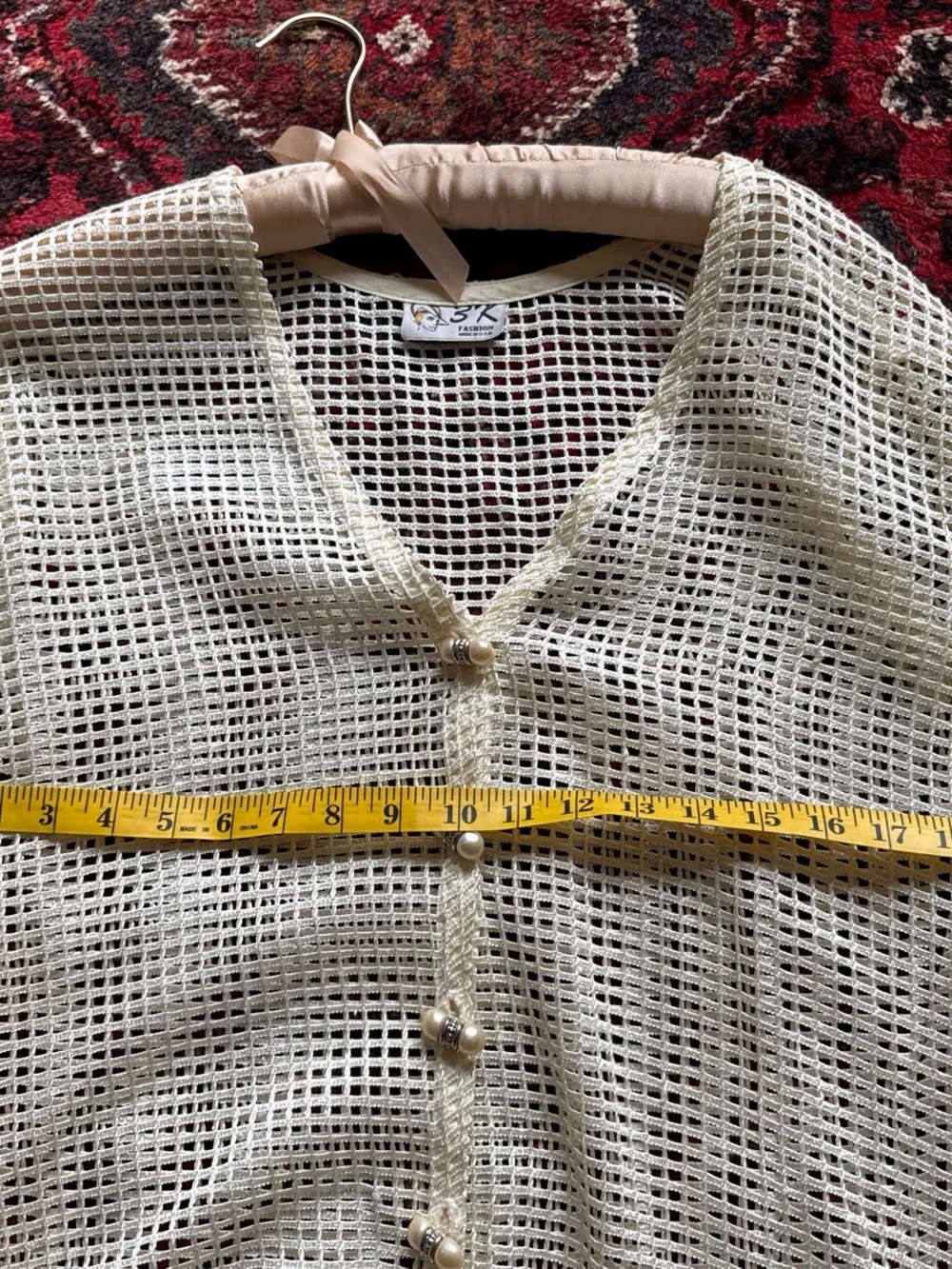 Vintage 80s/90s 3K Fashion Open Knit Lace Cardigan Tunic - Made in USA